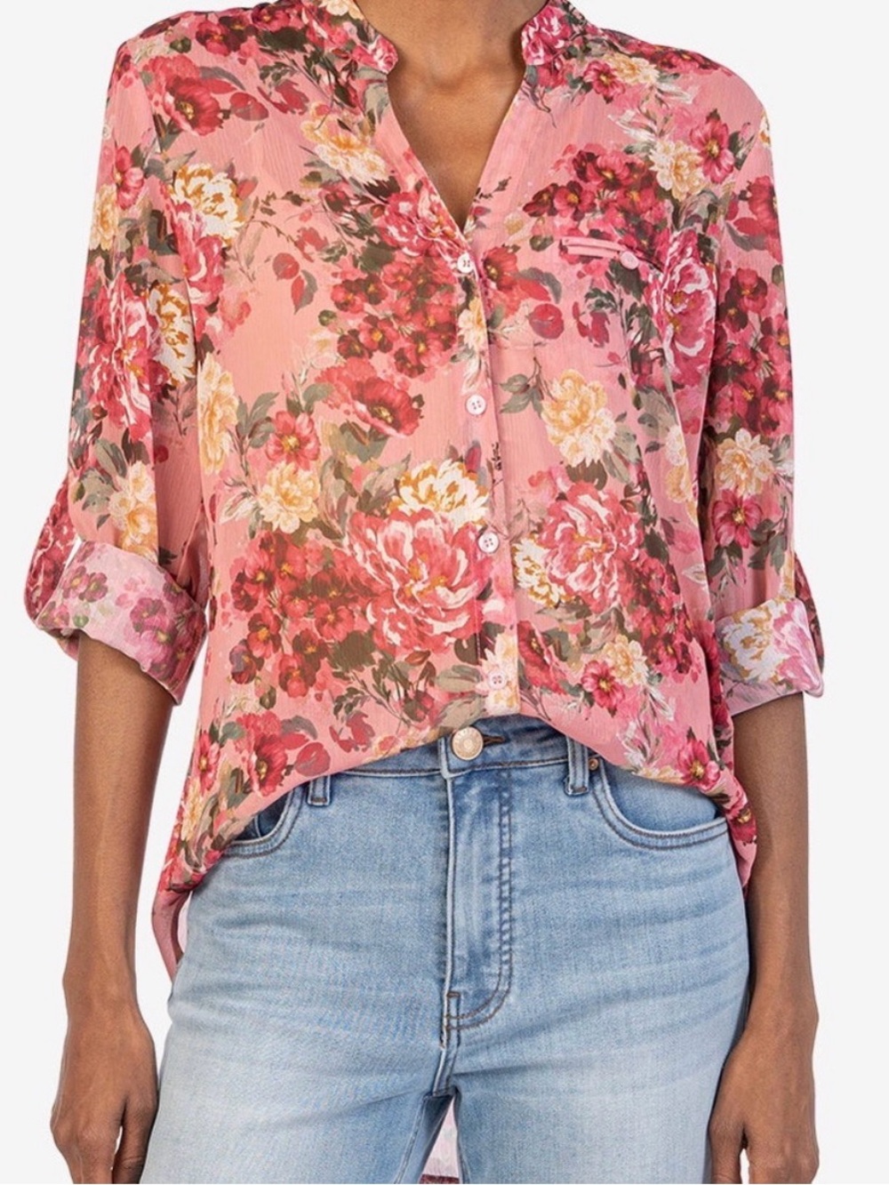KUT from the Kloth Jasmine Chiffon Button mi-Up Blouse Size S (2-4) - Picture 2 of 13
